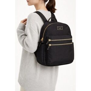 Kate Spade New York Chelsea Medium Backpack Black Nylon‎ Gold Hardware WKR00574